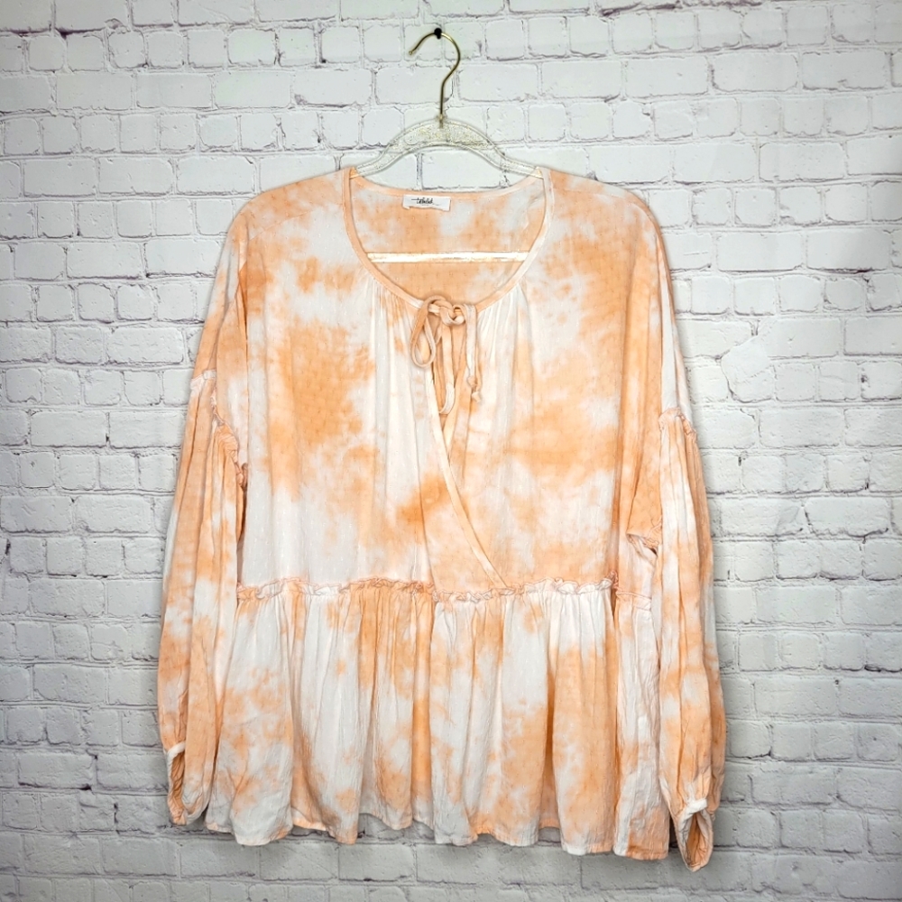 Talulah Tie Dye Tiered Puff Sleeve Boho Top Size L
